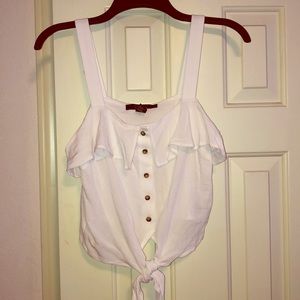 White Front Knot Tie Crop/Tank top